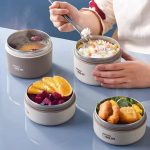 Thermal Leakproof Round Lunch Box with Folding Handle - Image 2