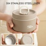 Thermal Leakproof Round Lunch Box with Folding Handle - Image 5