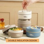 Thermal Leakproof Round Lunch Box with Folding Handle - Image 4